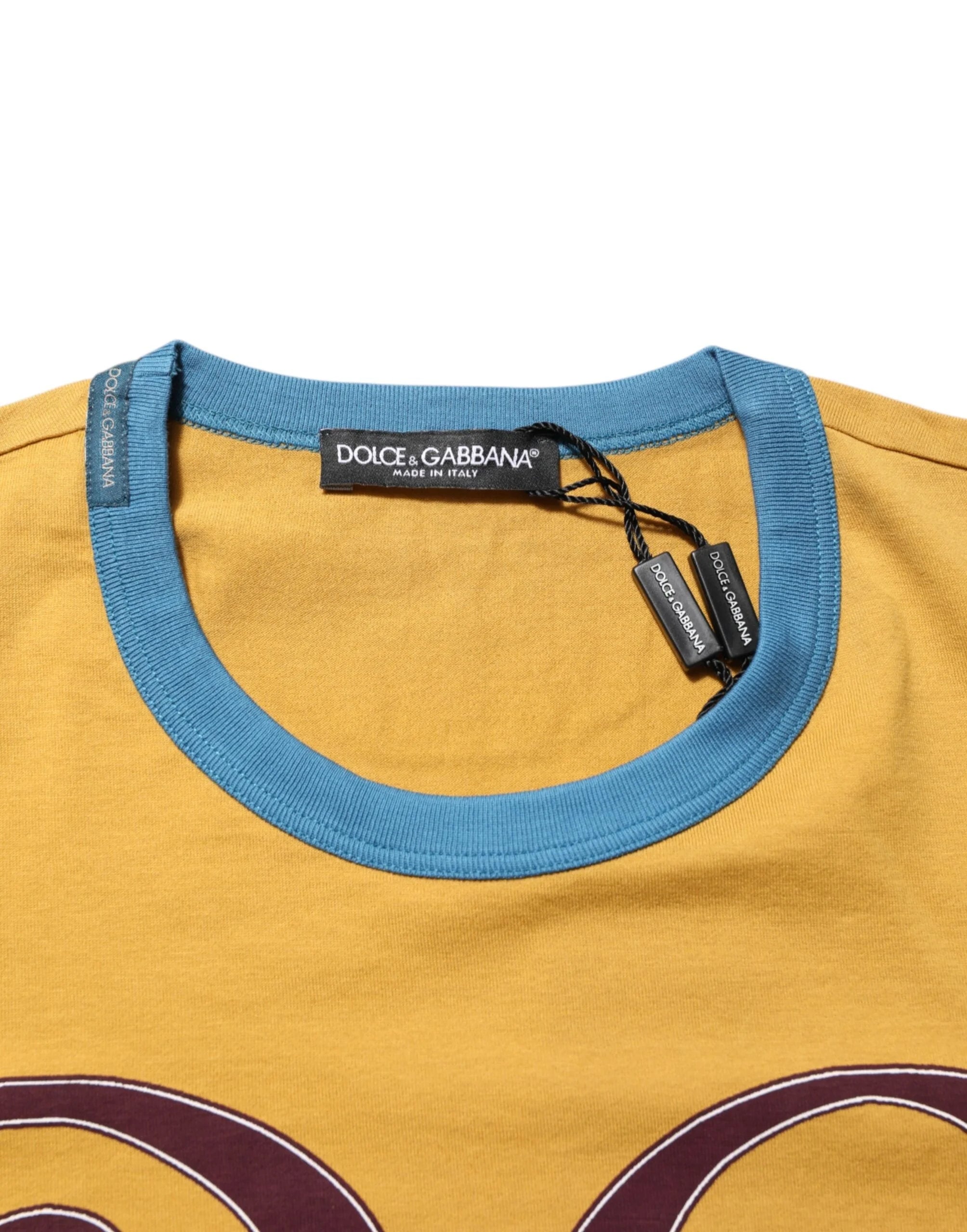 Dolce & Gabbana Yellow Logo Crew Neck Short Sleeves T-shirt - IT48 | M