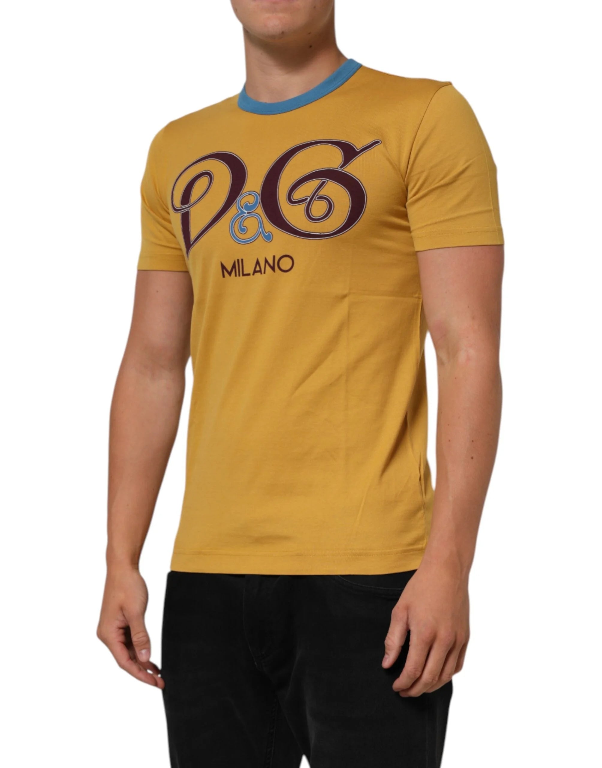 Dolce & Gabbana Yellow Logo Crew Neck Short Sleeves T-shirt - IT48 | M - T-Shirts