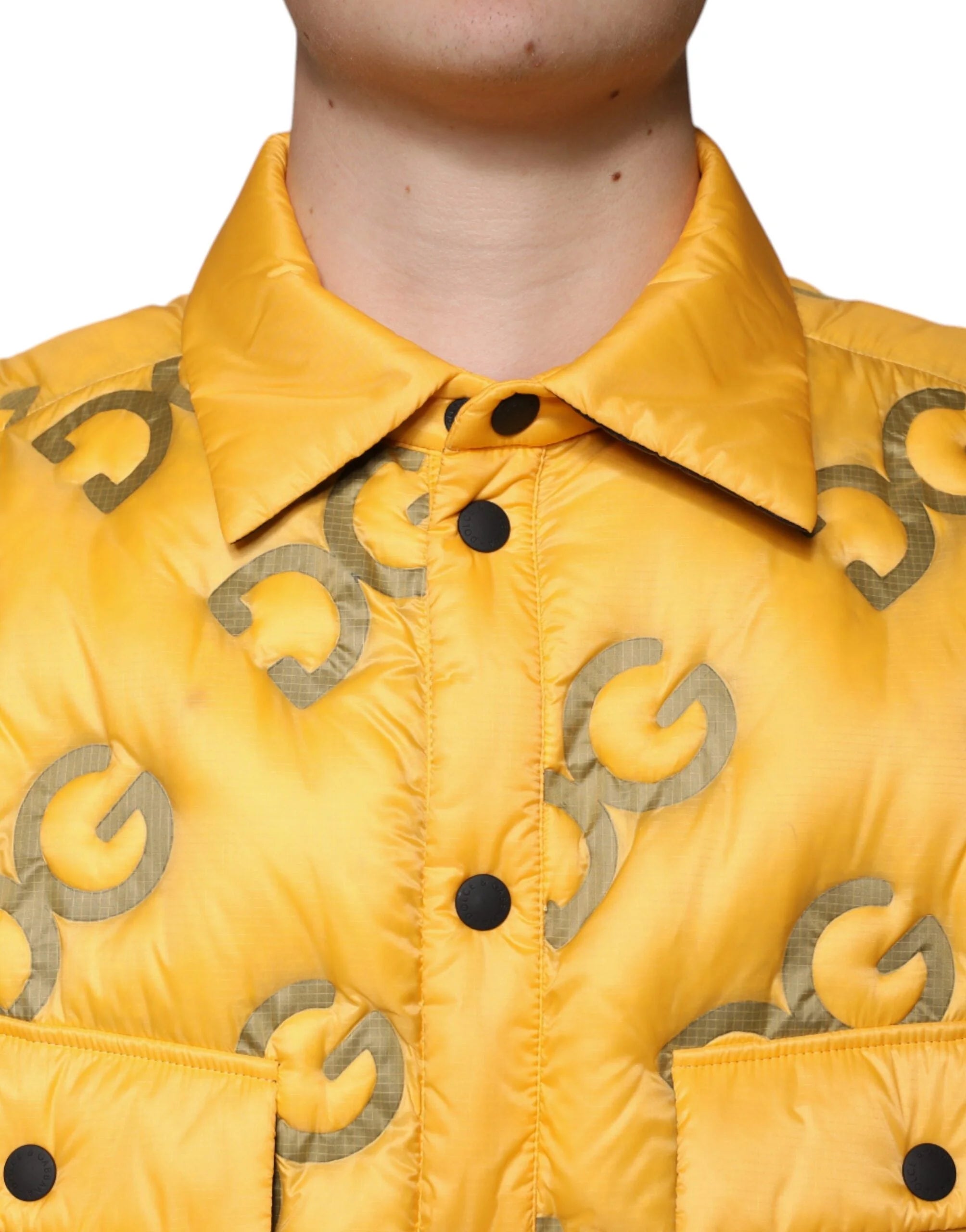 Dolce & Gabbana Yellow Logo Padded Buttoned Blouson Jacket - IT52 | XL - Trucker Jackets