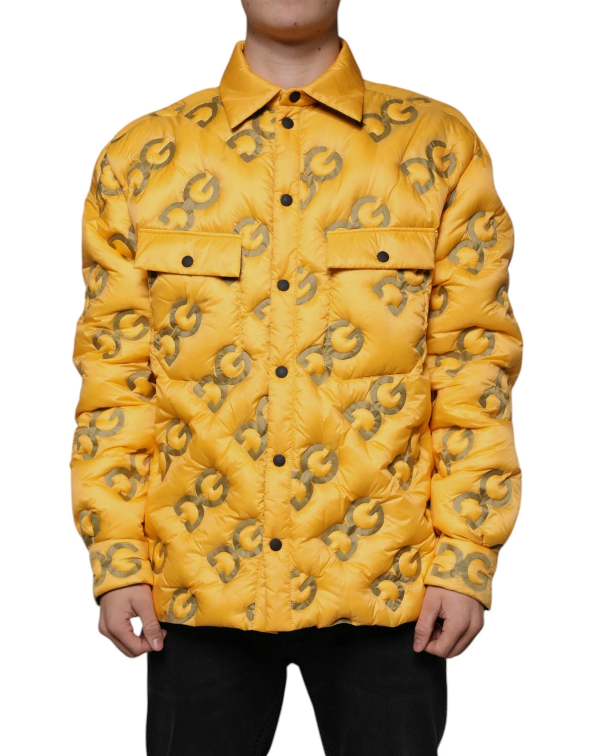 Dolce & Gabbana Yellow Logo Padded Buttoned Blouson Jacket - IT52 | XL - Trucker Jackets