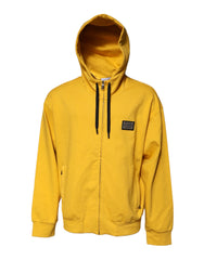 Dolce & Gabbana Yellow Logo Plaque Hooded Full Zip Sweater - IT54 | XL - Hoodies