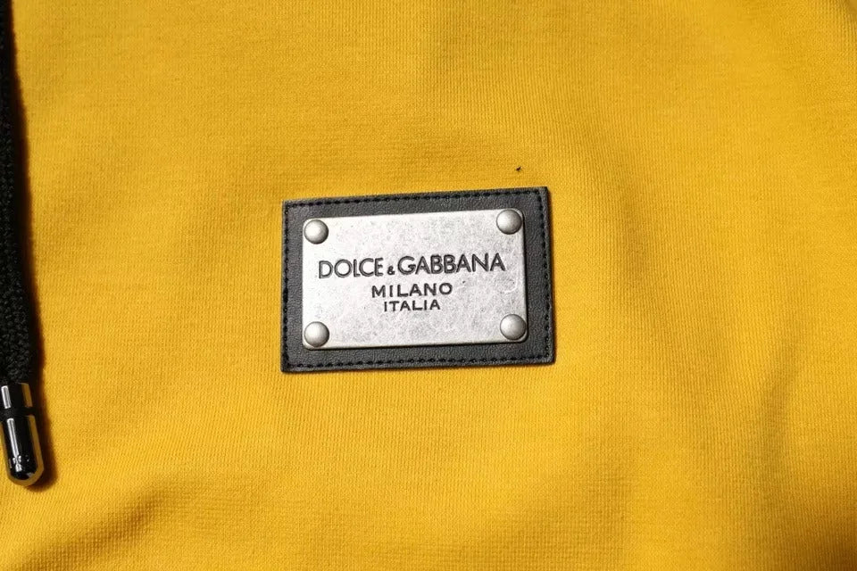 Dolce & Gabbana Yellow Logo Plaque Hooded Full Zip Sweater - IT54 | XL - Hoodies