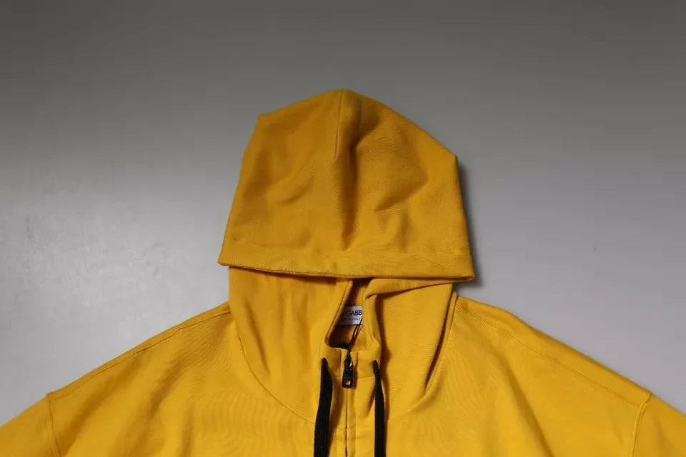 Dolce & Gabbana Yellow Logo Plaque Hooded Full Zip Sweater - IT54 | XL - Hoodies