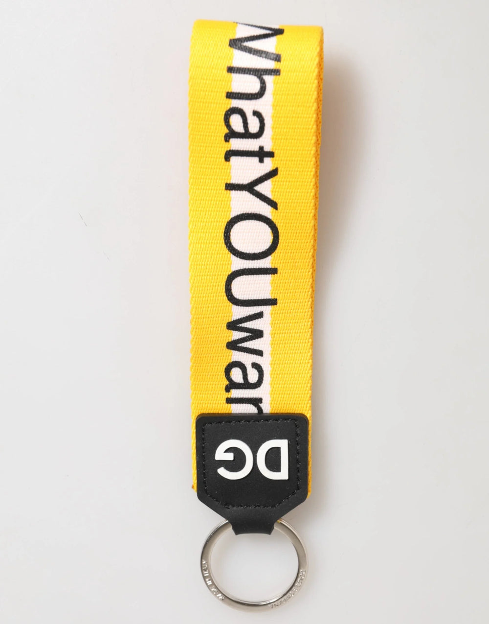 Dolce & Gabbana Yellow Logo Polyester Silver Brass Holder Keychain Keyring - Keychains