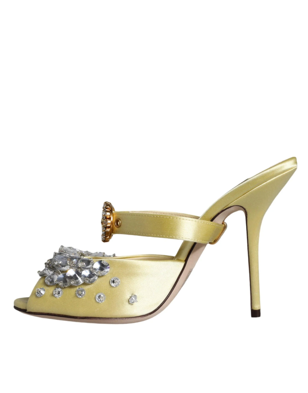 Dolce & Gabbana Yellow Mary Janes Satin Crystal Sandals Shoes - EU35/US4.5
