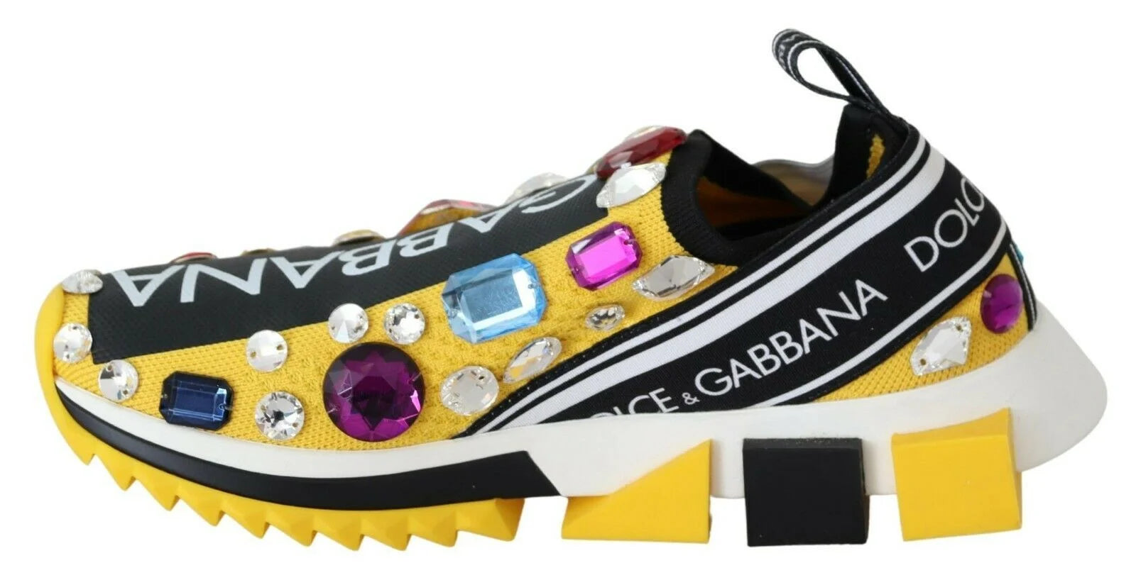Dolce & Gabbana Yellow Multicolor Crystals Sneakers Shoes - EU36/US5.5