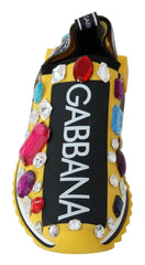 Dolce & Gabbana Yellow Multicolor Crystals Sneakers Shoes - EU36/US5.5