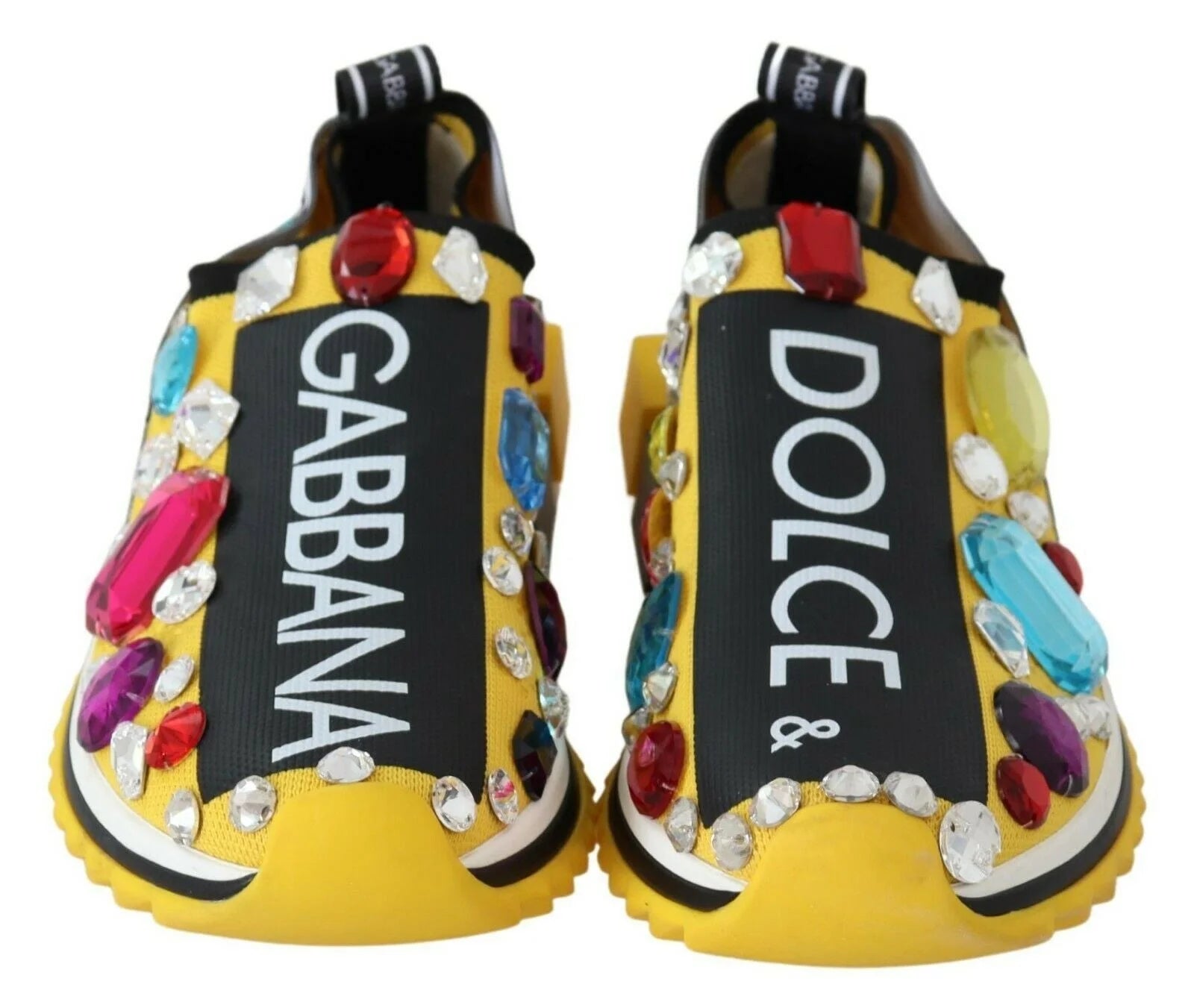 Dolce & Gabbana Yellow Multicolor Crystals Sneakers Shoes - EU36/US5.5