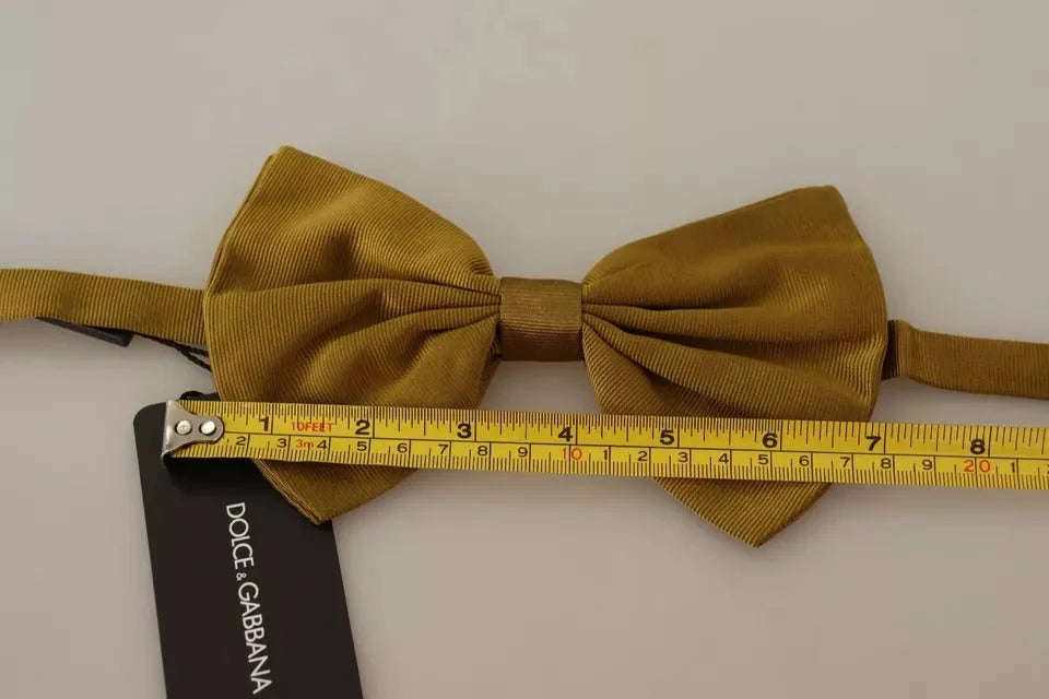 Dolce & Gabbana Yellow Mustard 100% Silk Butterfly Bow Tie Men - Neckties