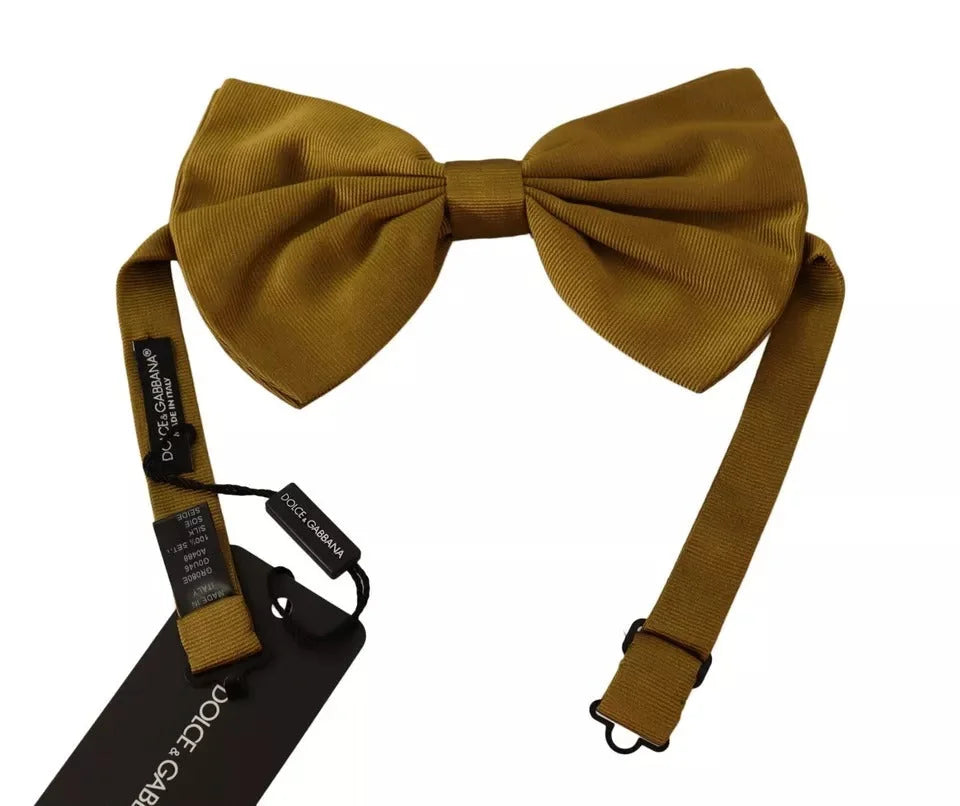 Dolce & Gabbana Yellow Mustard 100% Silk Butterfly Bow Tie Men - Neckties