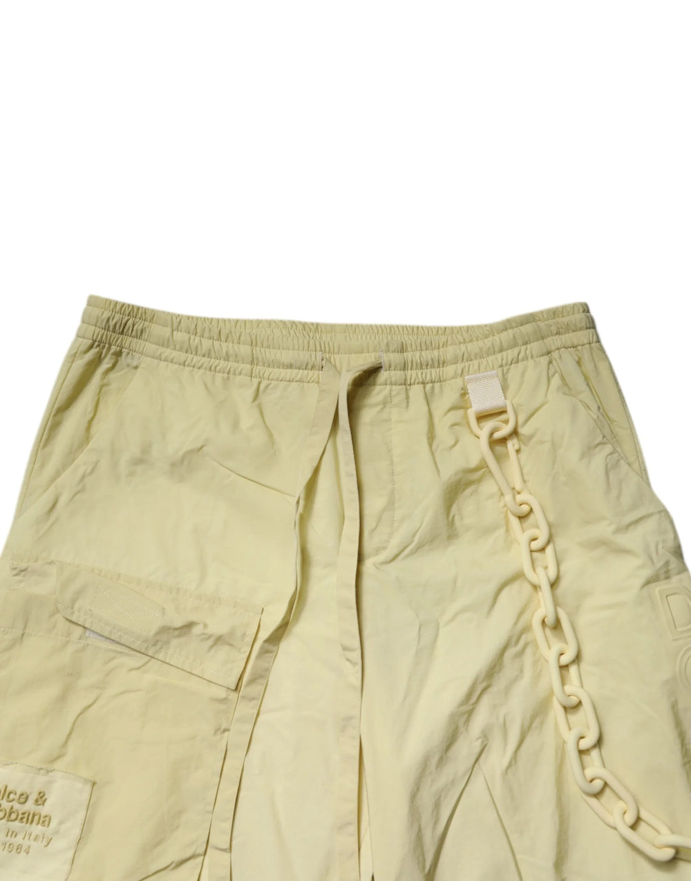 Dolce & Gabbana Yellow Nylon Cargo Chain Men Jogger Pants - IT48 | M - Cargo Pants