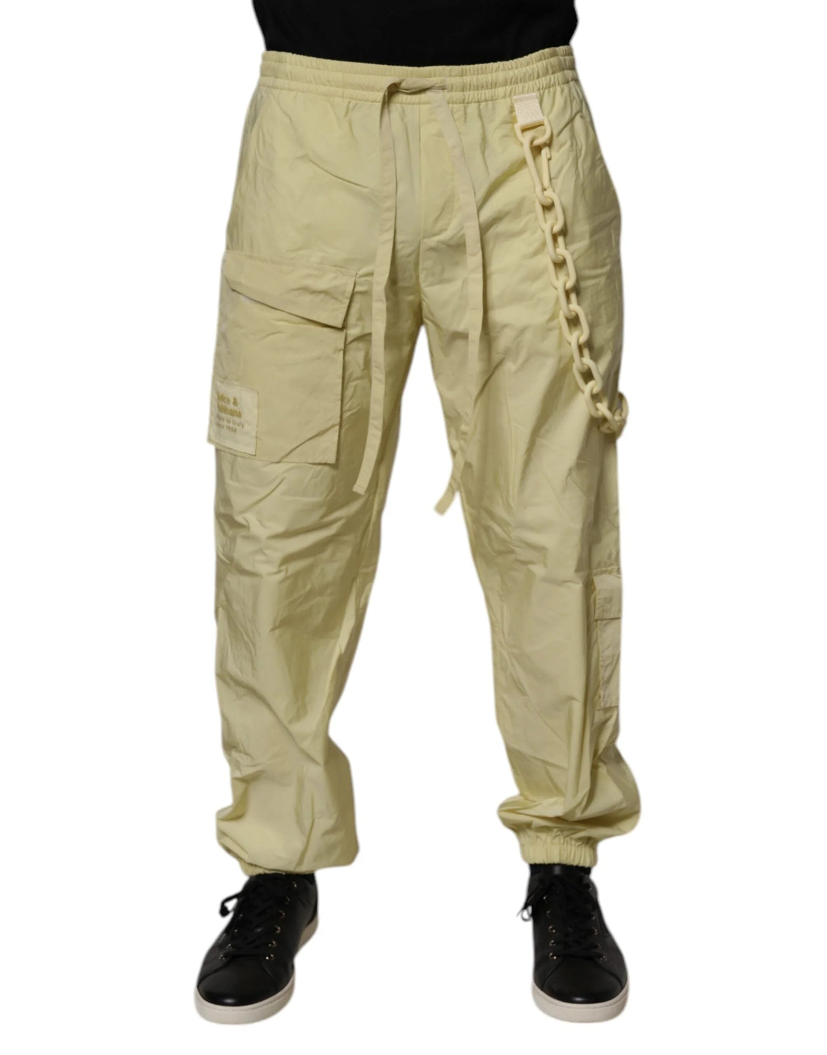Dolce & Gabbana Yellow Nylon Cargo Chain Men Jogger Pants - IT48 | M - Cargo Pants