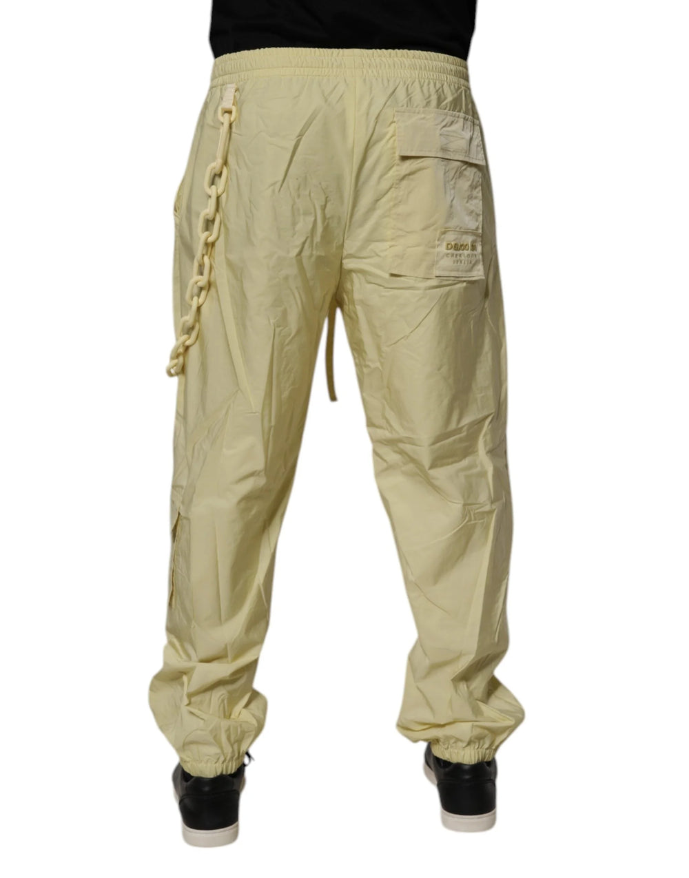 Dolce & Gabbana Yellow Nylon Cargo Chain Men Jogger Pants - IT48 | M - Cargo Pants