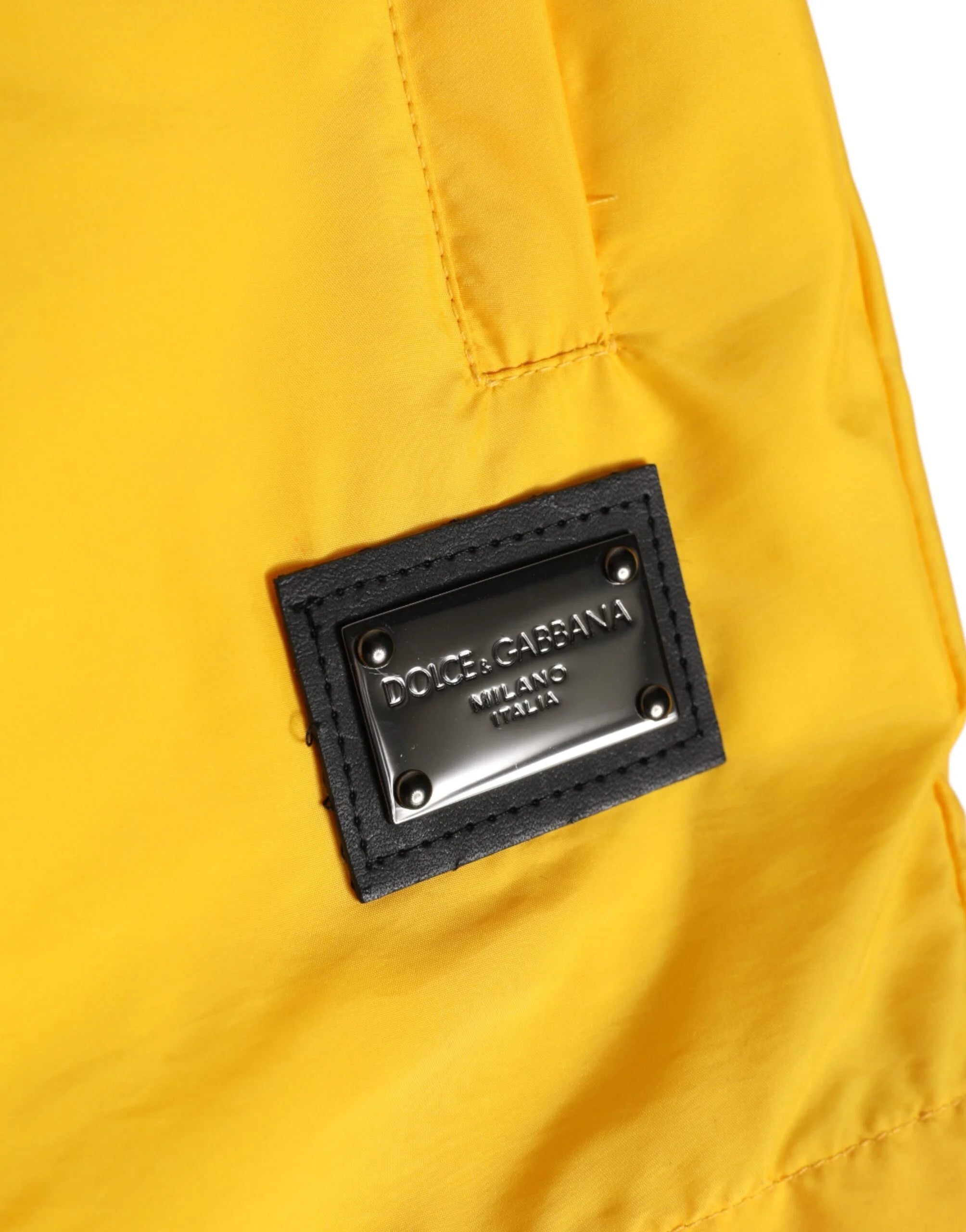 Dolce & Gabbana Yellow Nylon Logo Plaque Boxer Shorts Swimwear - IT48 | M - Swim Boxers