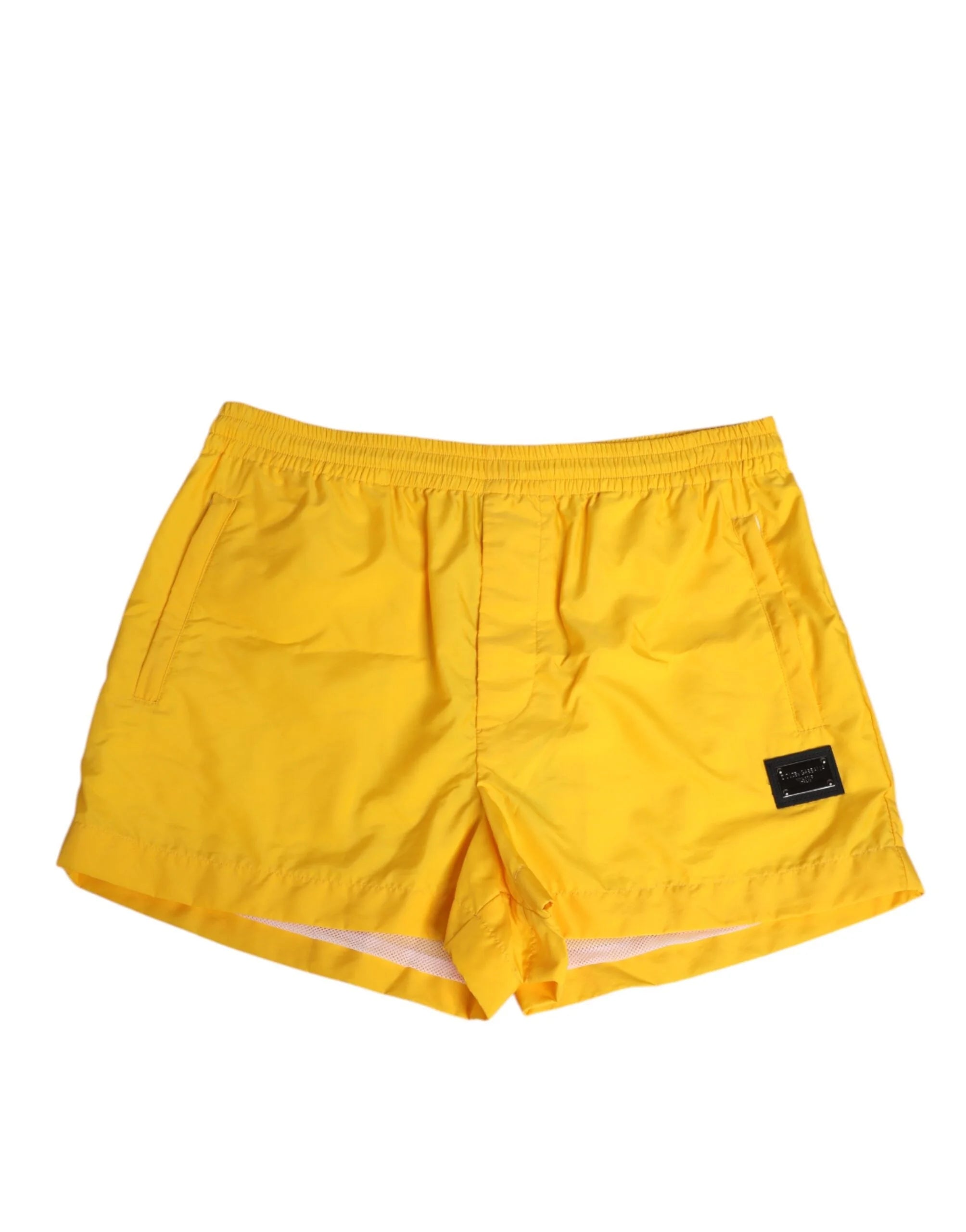 Dolce & Gabbana Yellow Nylon Logo Plaque Boxer Shorts Swimwear - IT48 | M - Swim Boxers