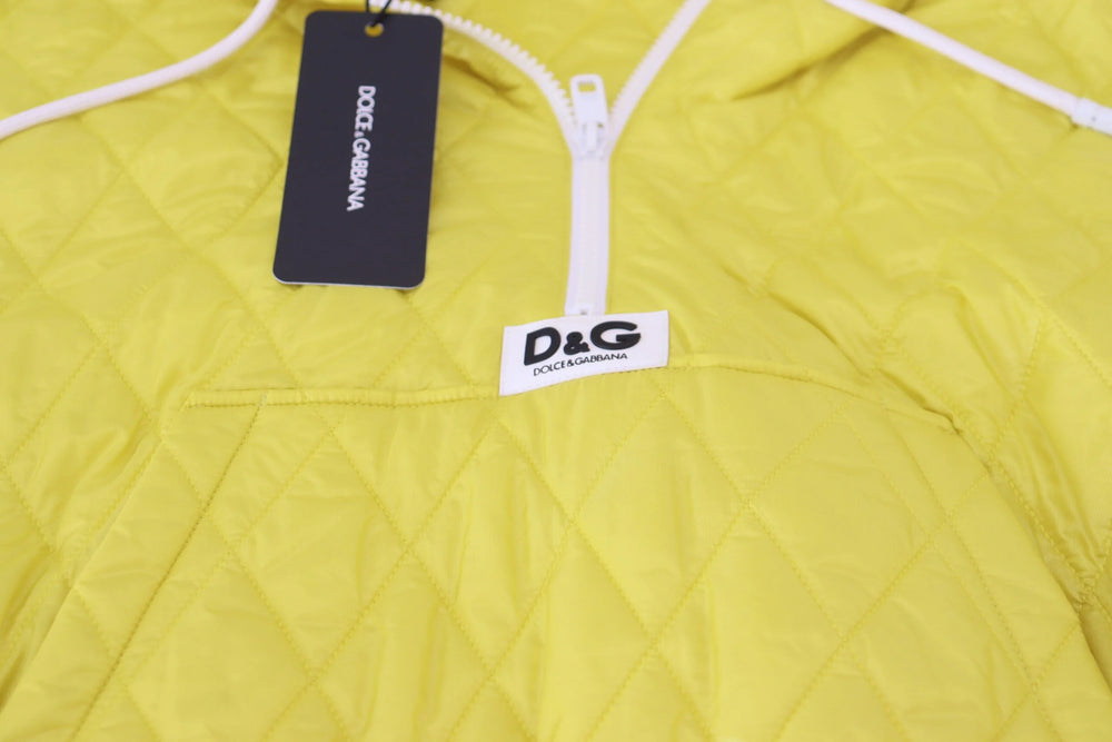 Dolce & Gabbana Yellow Nylon Quilted Hooded Pullover Jacket - IT40|S - Track Jackets