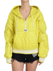 Dolce & Gabbana Yellow Nylon Quilted Hooded Pullover Jacket - IT40|S - Track Jackets