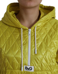 Dolce & Gabbana Yellow Nylon Quilted Hooded Pullover Jacket - IT40|S - Track Jackets