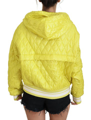 Dolce & Gabbana Yellow Nylon Quilted Hooded Pullover Jacket - IT40|S - Track Jackets