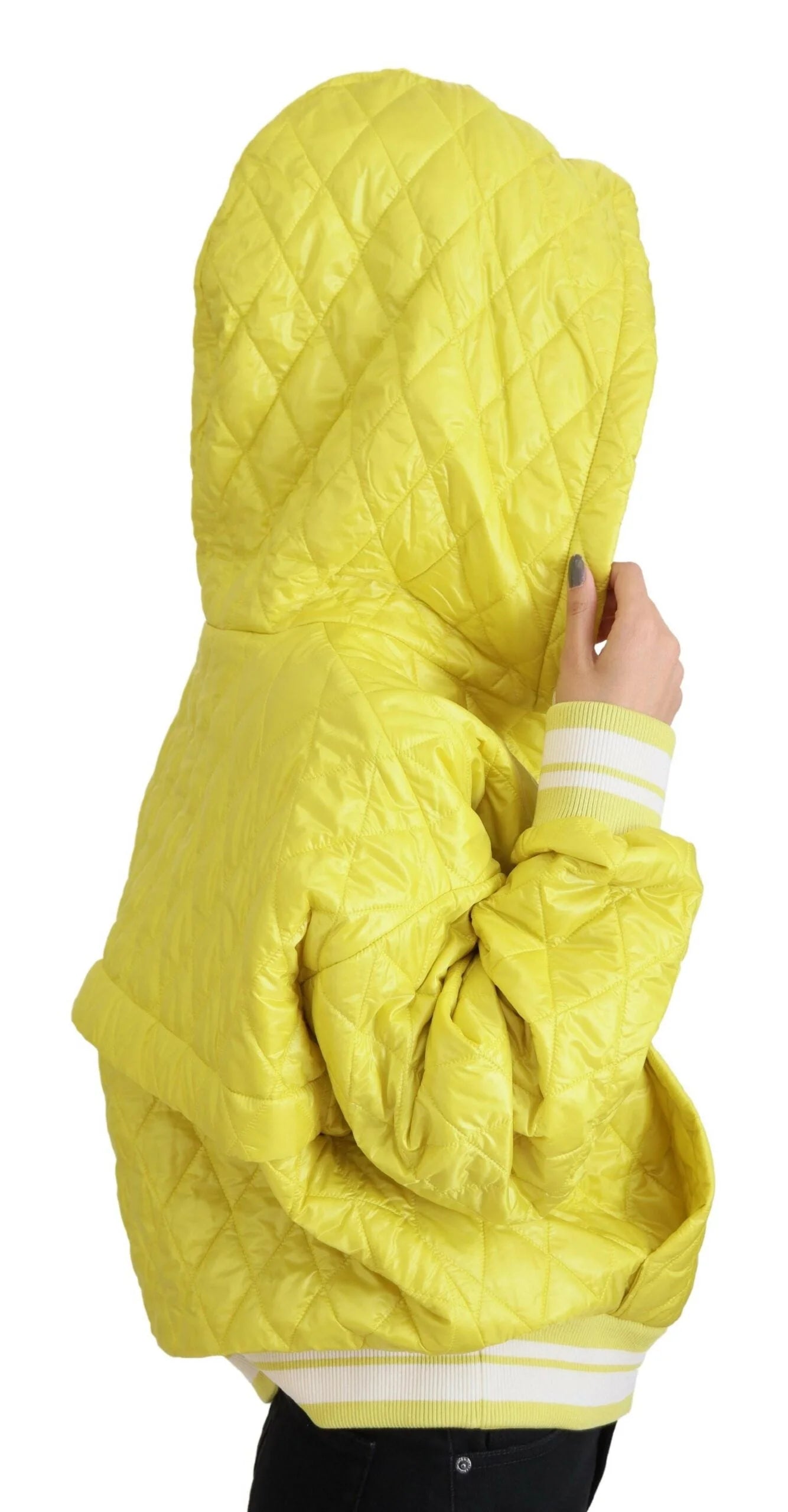 Dolce & Gabbana Yellow Nylon Quilted Hooded Pullover Jacket - IT40|S - Track Jackets
