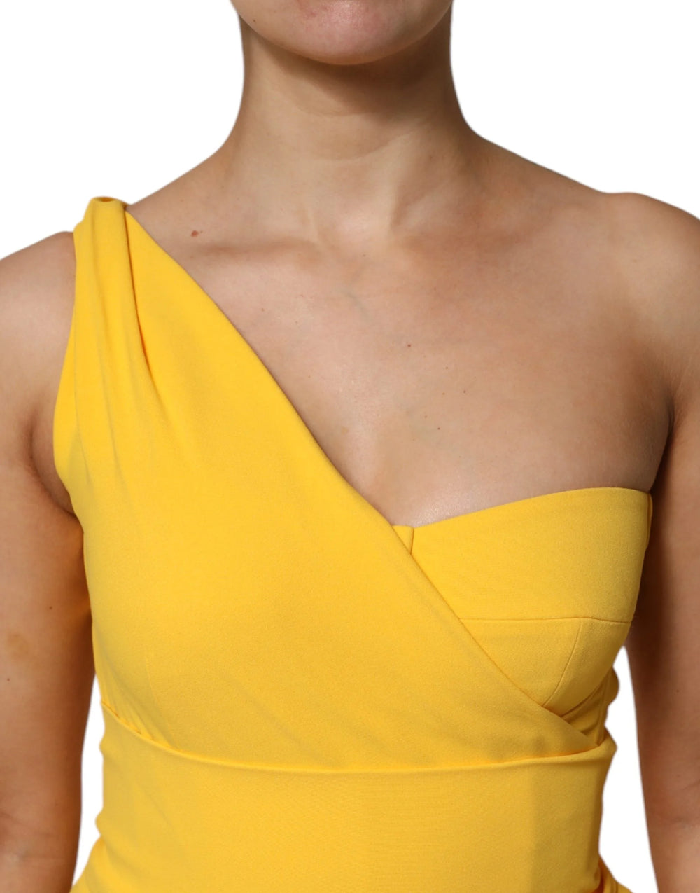 Dolce & Gabbana Yellow One Shoulder Side Slit Midi Dress - IT42|M - Dresses
