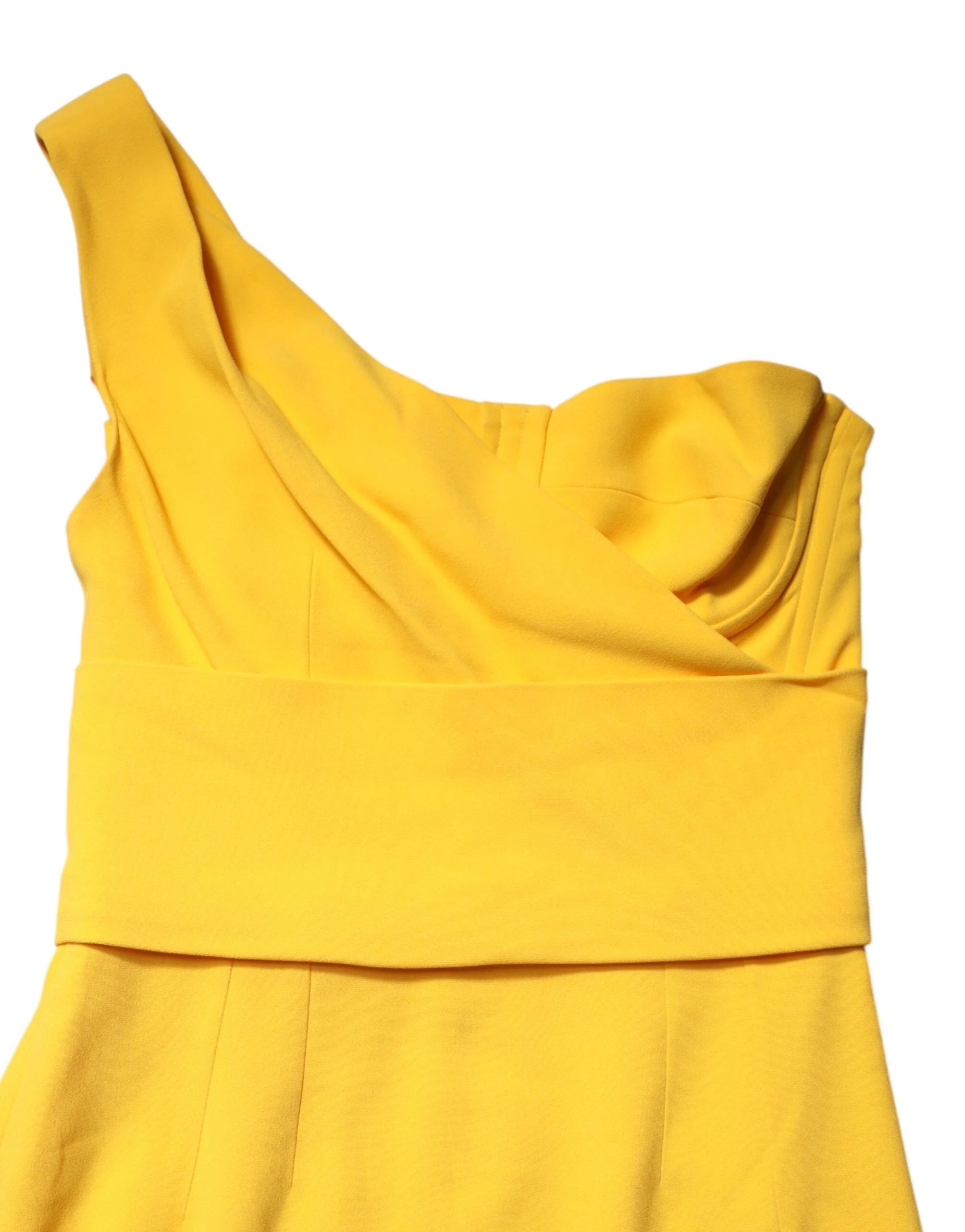 Dolce & Gabbana Yellow One Shoulder Side Slit Midi Dress - IT42|M
