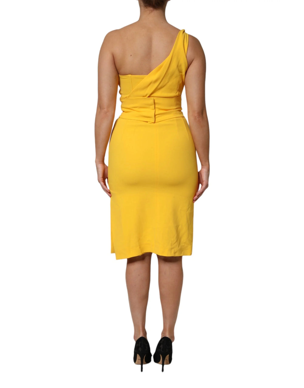 Dolce & Gabbana Yellow One Shoulder Side Slit Midi Dress - IT42|M - Dresses