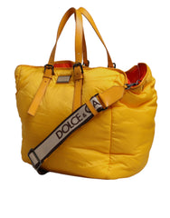 Dolce & Gabbana Yellow Orange Nylon Logo Plaque Hand Shoulder Tote Bag - Shopper Bags
