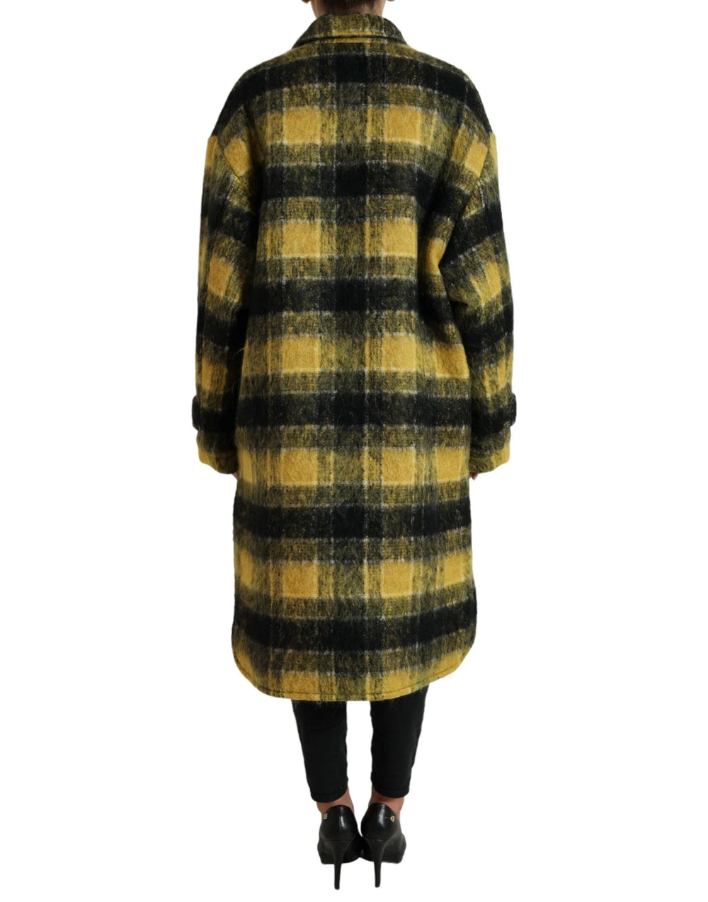 Dolce & Gabbana Yellow Plaid Long Sleeve Casual Coat Jacket - IT40|S - Trench Coats