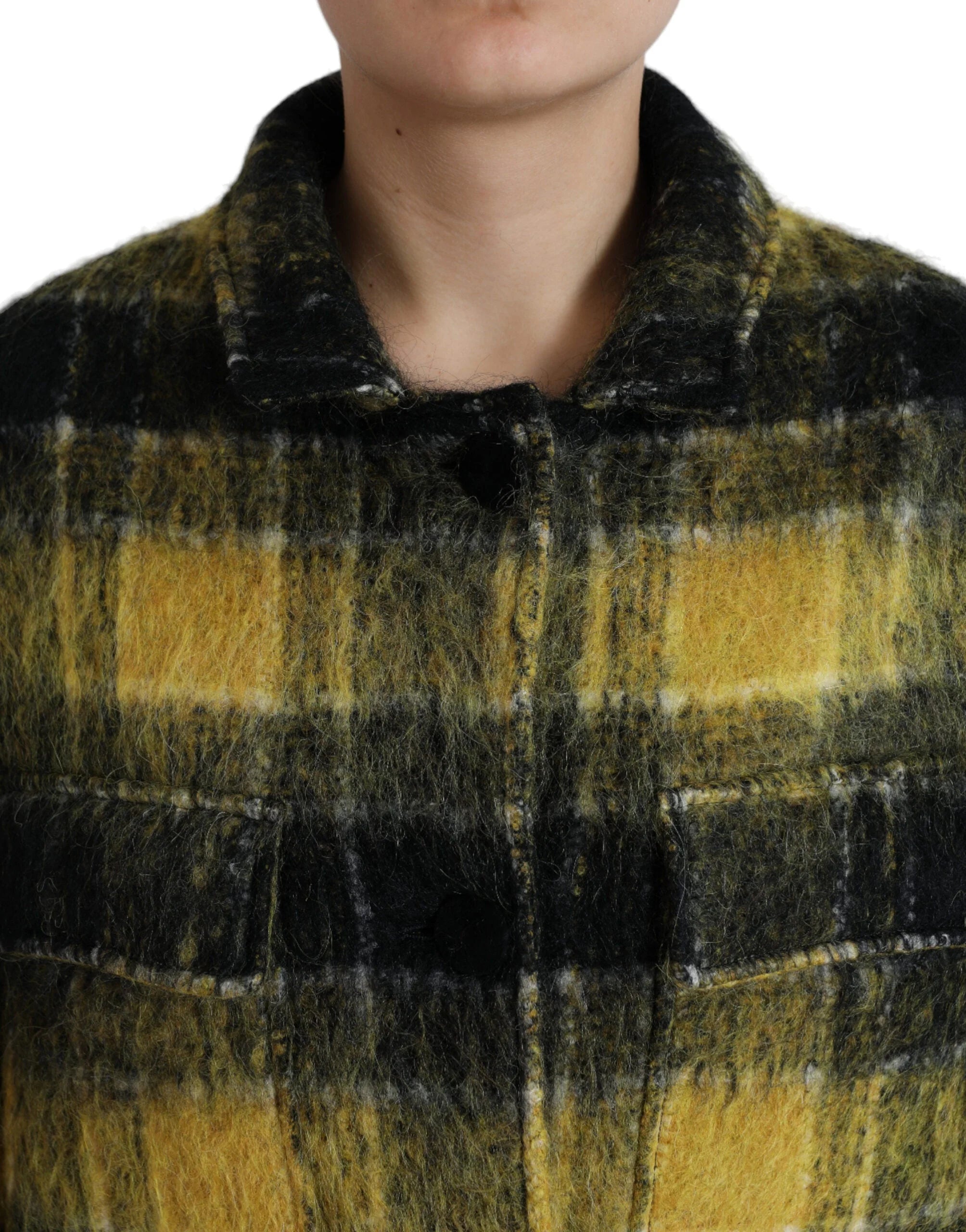 Dolce & Gabbana Yellow Plaid Long Sleeve Casual Coat Jacket - IT40|S - Trench Coats