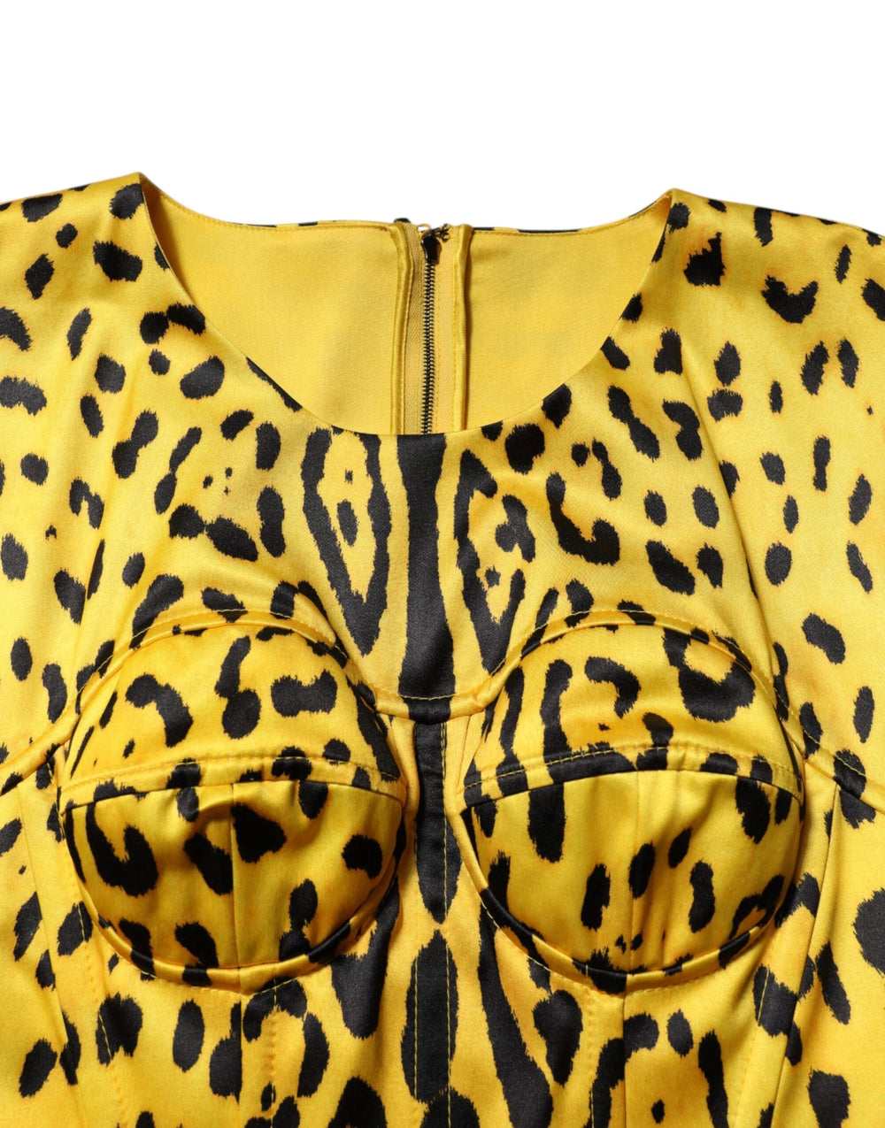 Dolce & Gabbana Yellow Polyester Leopard Midi Sheath Dress - Dresses