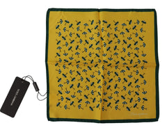 Dolce & Gabbana Yellow Printed DG Logo Square Mens Handkerchief Scarf - Scarves & Shawls
