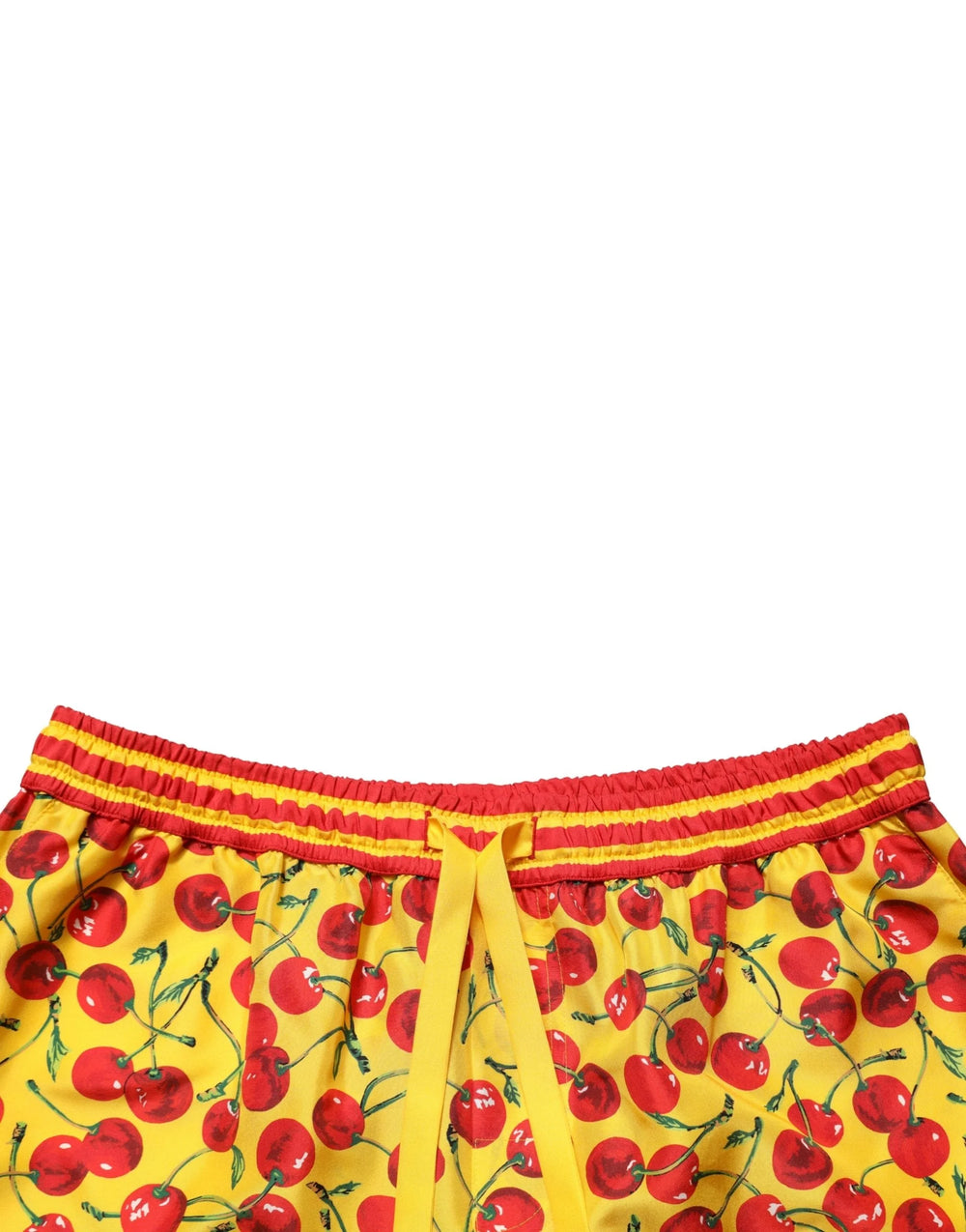 Dolce & Gabbana Yellow Red Cherry Print Silk Bermuda Shorts - IT48 | M