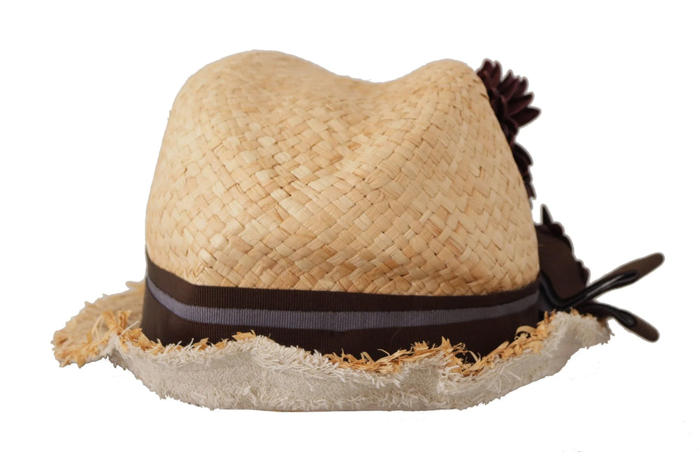 Dolce & Gabbana Yellow Ribbon Floral Embellished Straw Hat - 58 cm|M - Sun Hats