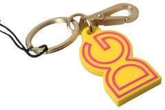 Dolce & Gabbana Yellow Rubber DG Logo Gold Brass Metal Keyring Keychain - Keychains