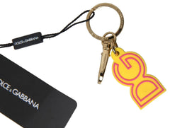 Dolce & Gabbana Yellow Rubber DG Logo Gold Brass Metal Keyring Keychain - Keychains