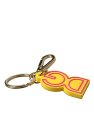 Dolce & Gabbana Yellow Rubber Gold Tone Metal DG Logo Keyring Keychain - Keychains