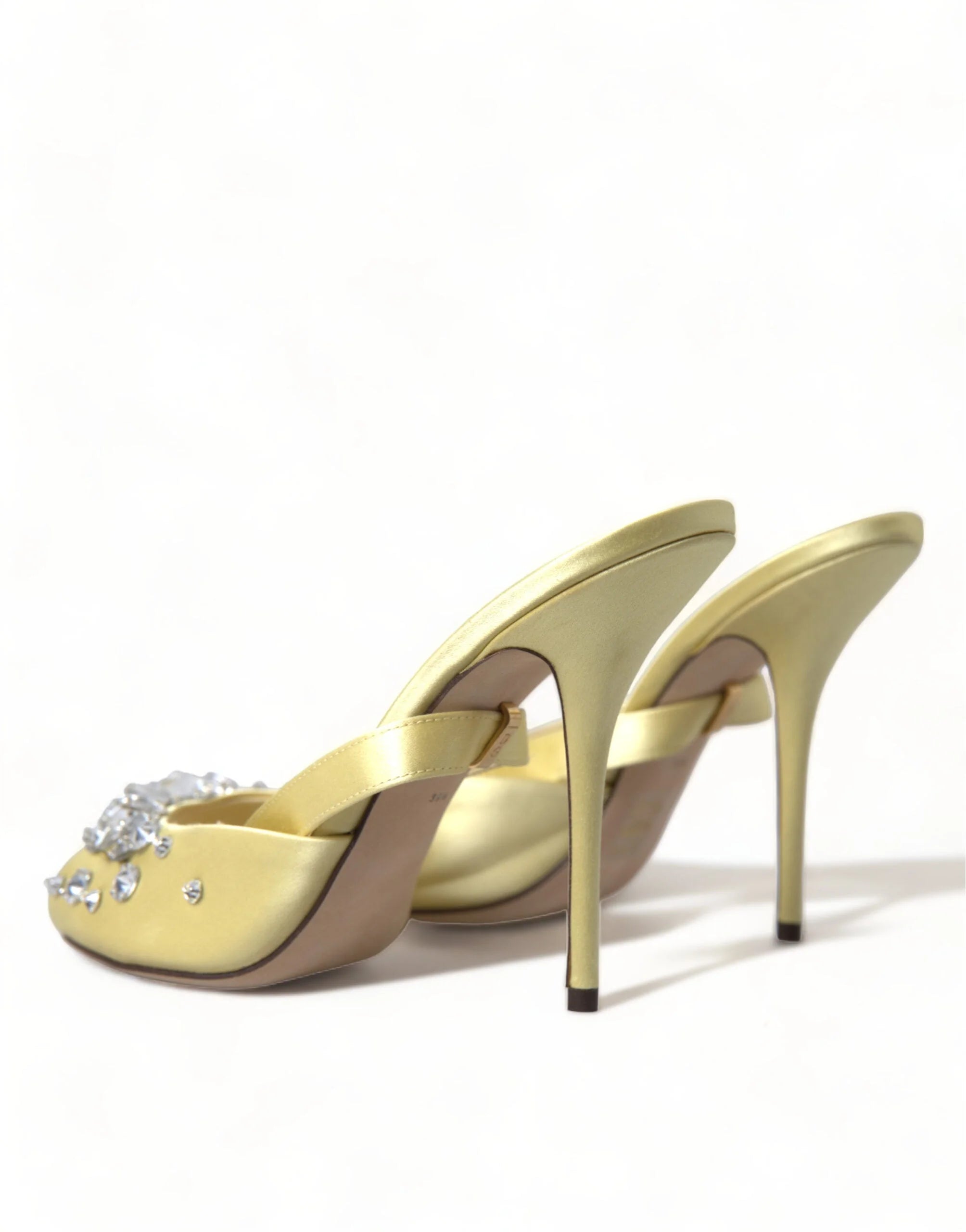 Dolce & Gabbana Yellow Satin Crystal Mary Janes Sandals - Sandals