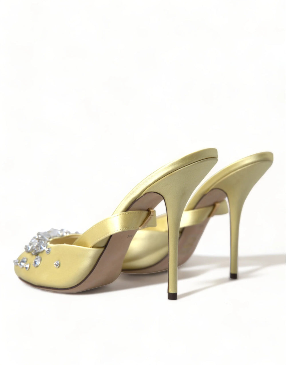 Dolce & Gabbana Yellow Satin Crystal Mary Janes Sandals - Sandals