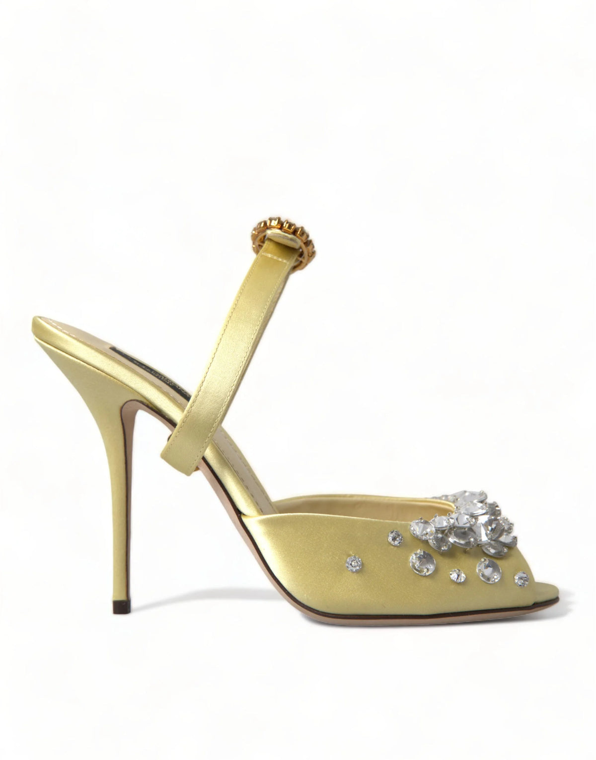 Dolce & Gabbana Yellow Satin Crystal Mary Janes Sandals - Sandals