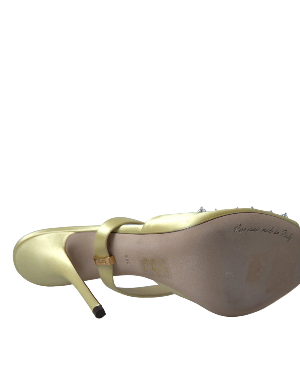 Dolce & Gabbana Yellow Satin Crystal Mary Janes Sandals - Sandals