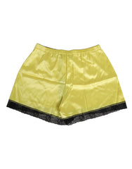 Dolce & Gabbana Yellow Satin Silk Mid Waist Underwear Shorts - IT2 | S - Boyshorts