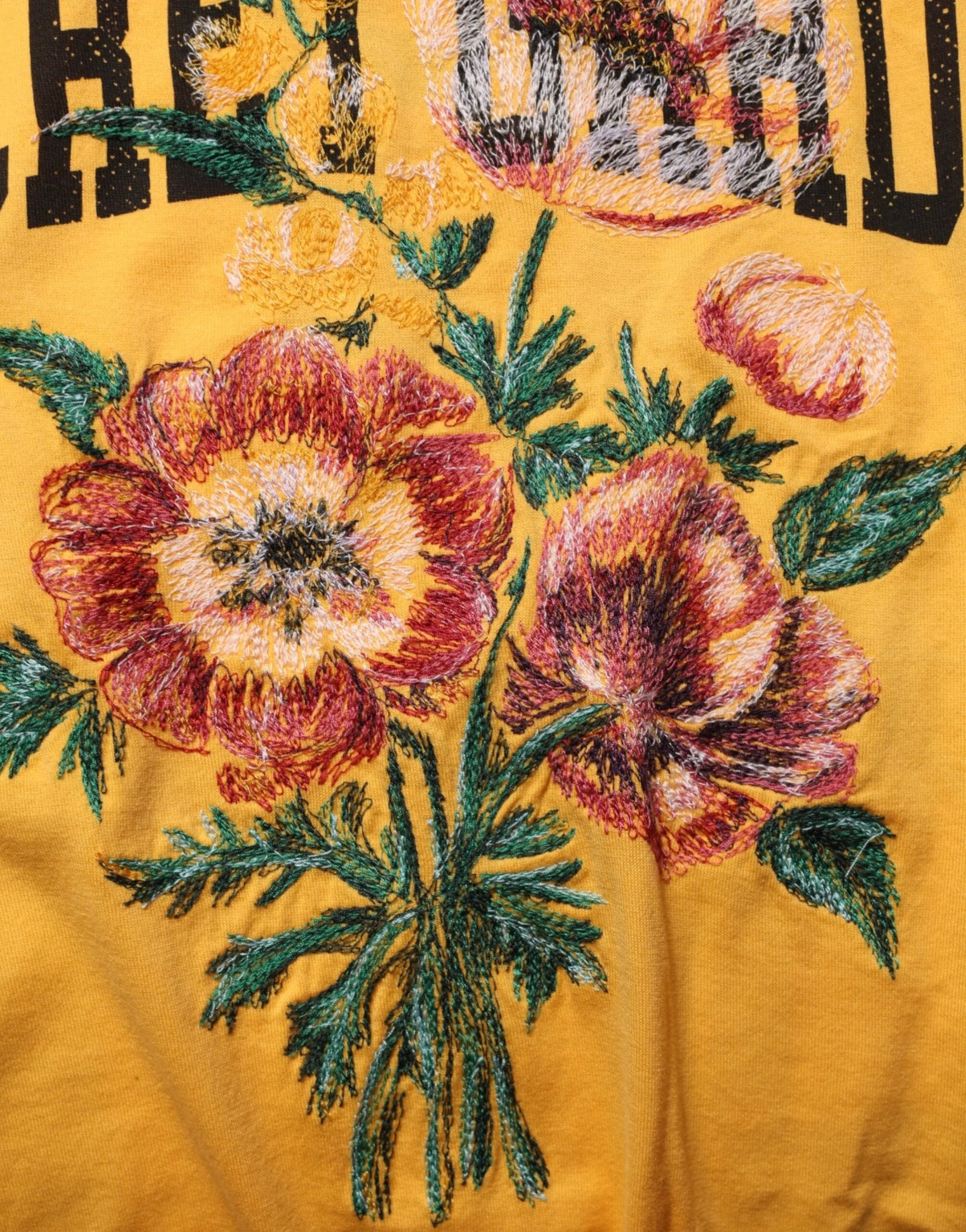 Dolce & Gabbana Yellow Secret Graden Floral Cotton CrewNeck T-shirt - T-Shirts