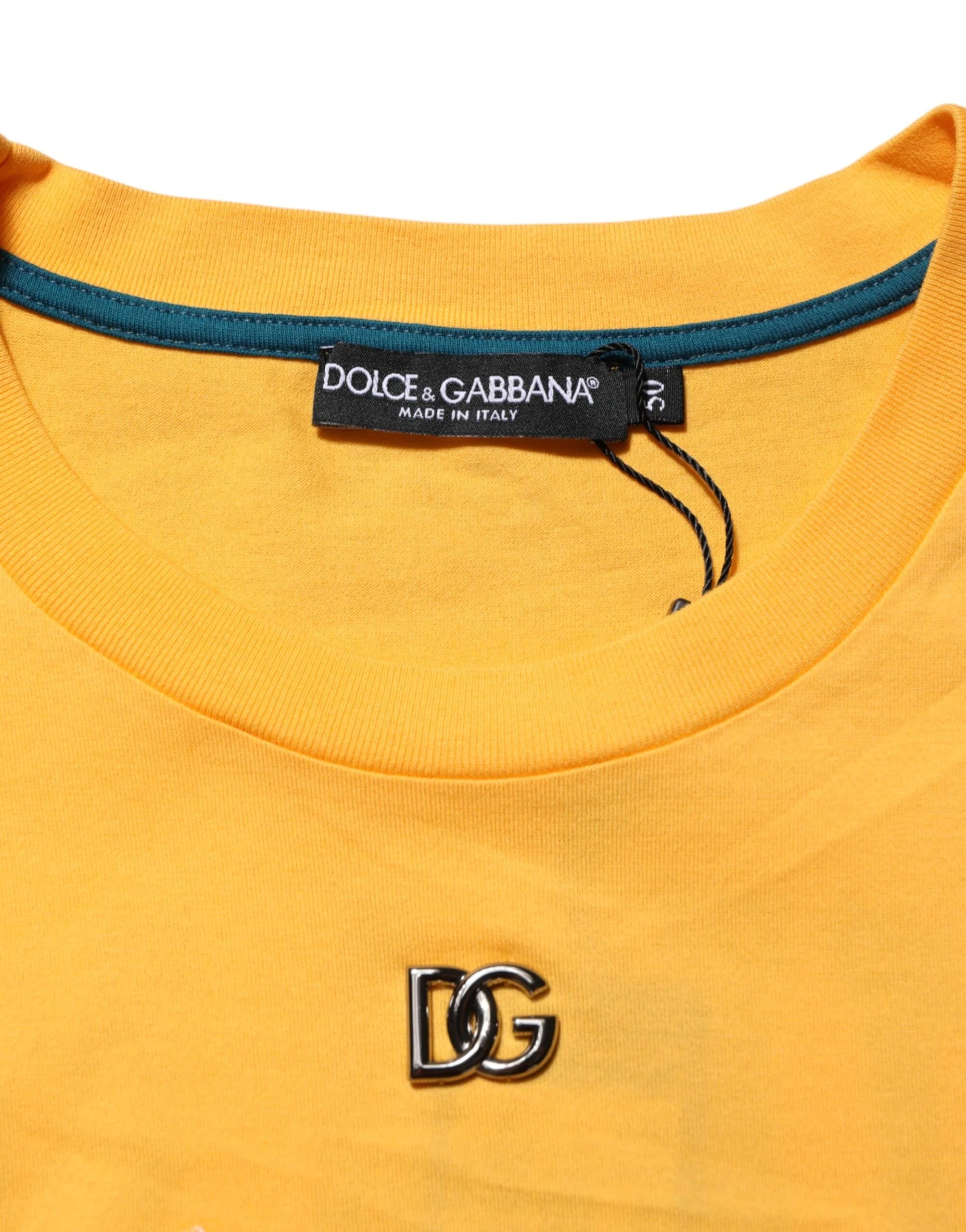 Dolce & Gabbana Yellow Secret Graden Floral Cotton CrewNeck T-shirt - T-Shirts