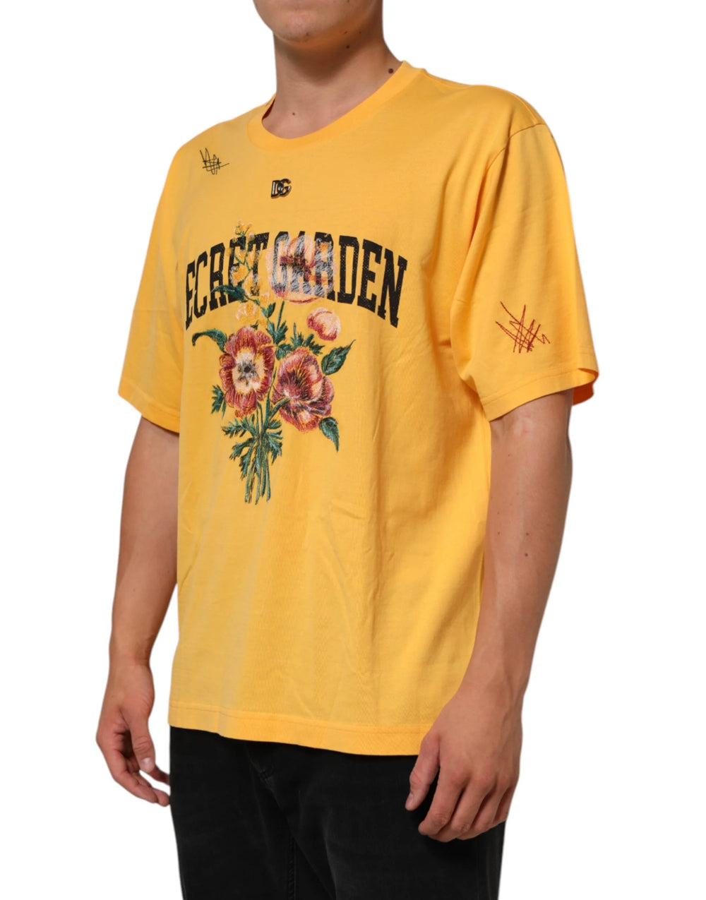 Dolce & Gabbana Yellow Secret Graden Floral Cotton CrewNeck T-shirt - T-Shirts