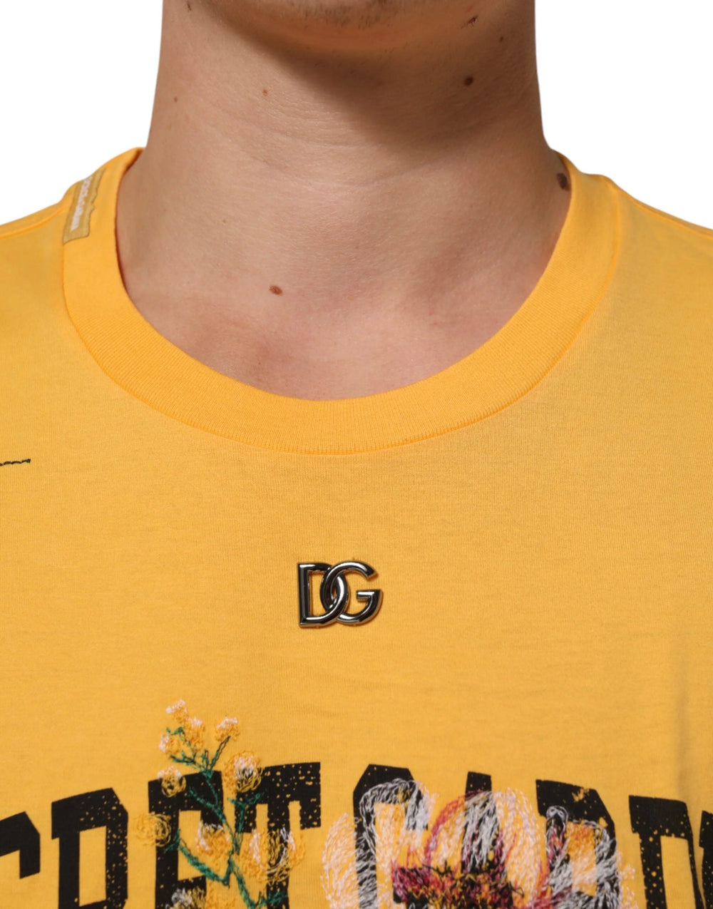 Dolce & Gabbana Yellow Secret Graden Floral Cotton CrewNeck T-shirt - T-Shirts