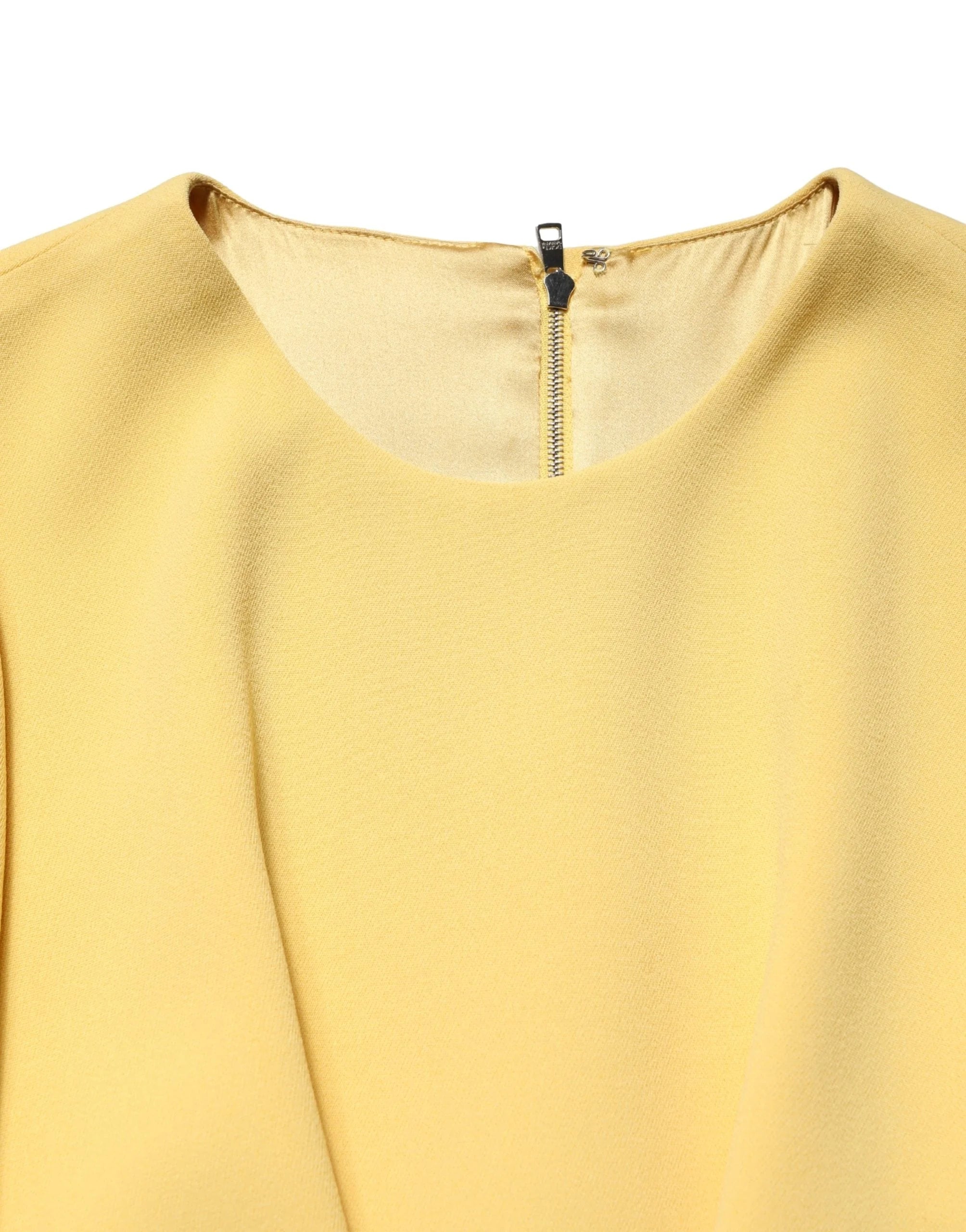 Dolce & Gabbana Yellow Short-Sleeved Crew Neck Midi Dress - IT40|S