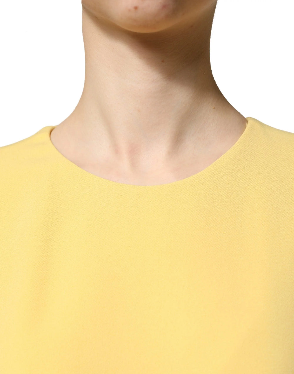 Dolce & Gabbana Yellow Short-Sleeved Crew Neck Midi Dress - IT40|S