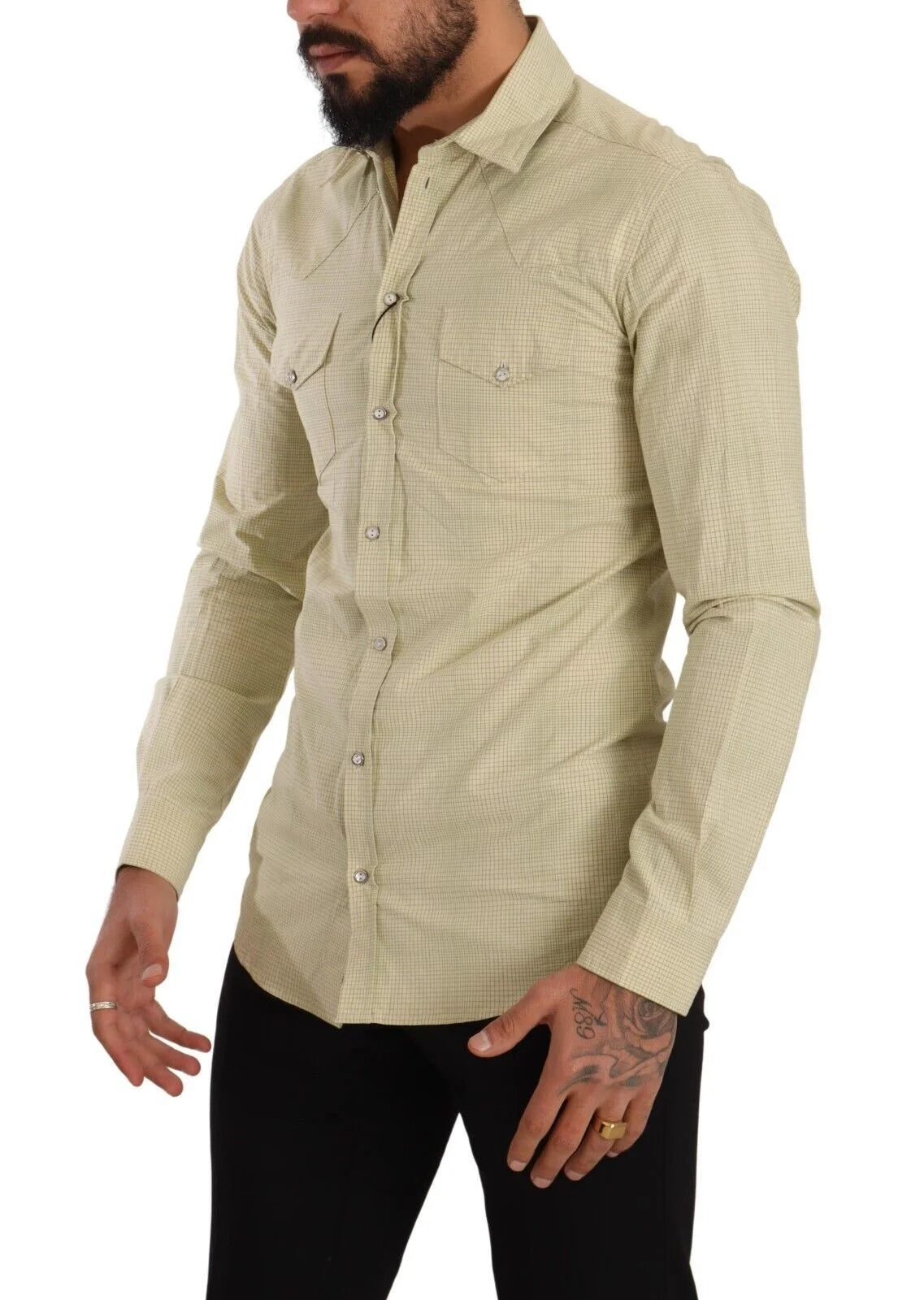 Dolce & Gabbana Yellow SICILIA Cotton Casual Slim Fit Shirt - IT39 | S - Shirts