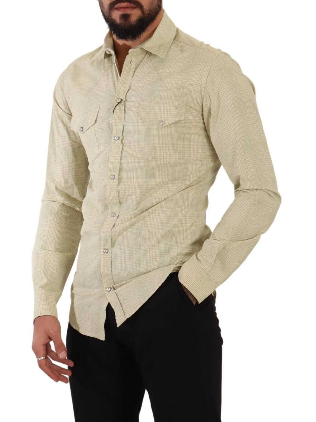 Dolce & Gabbana Yellow SICILIA Cotton Casual Slim Fit Shirt - IT39 | S - Shirts
